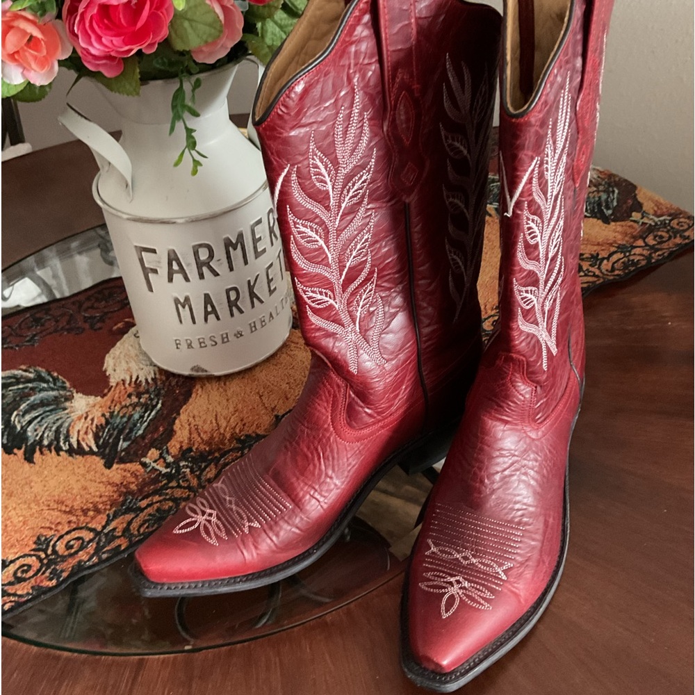 Old West Red Snip Toe Women’s Western Boots